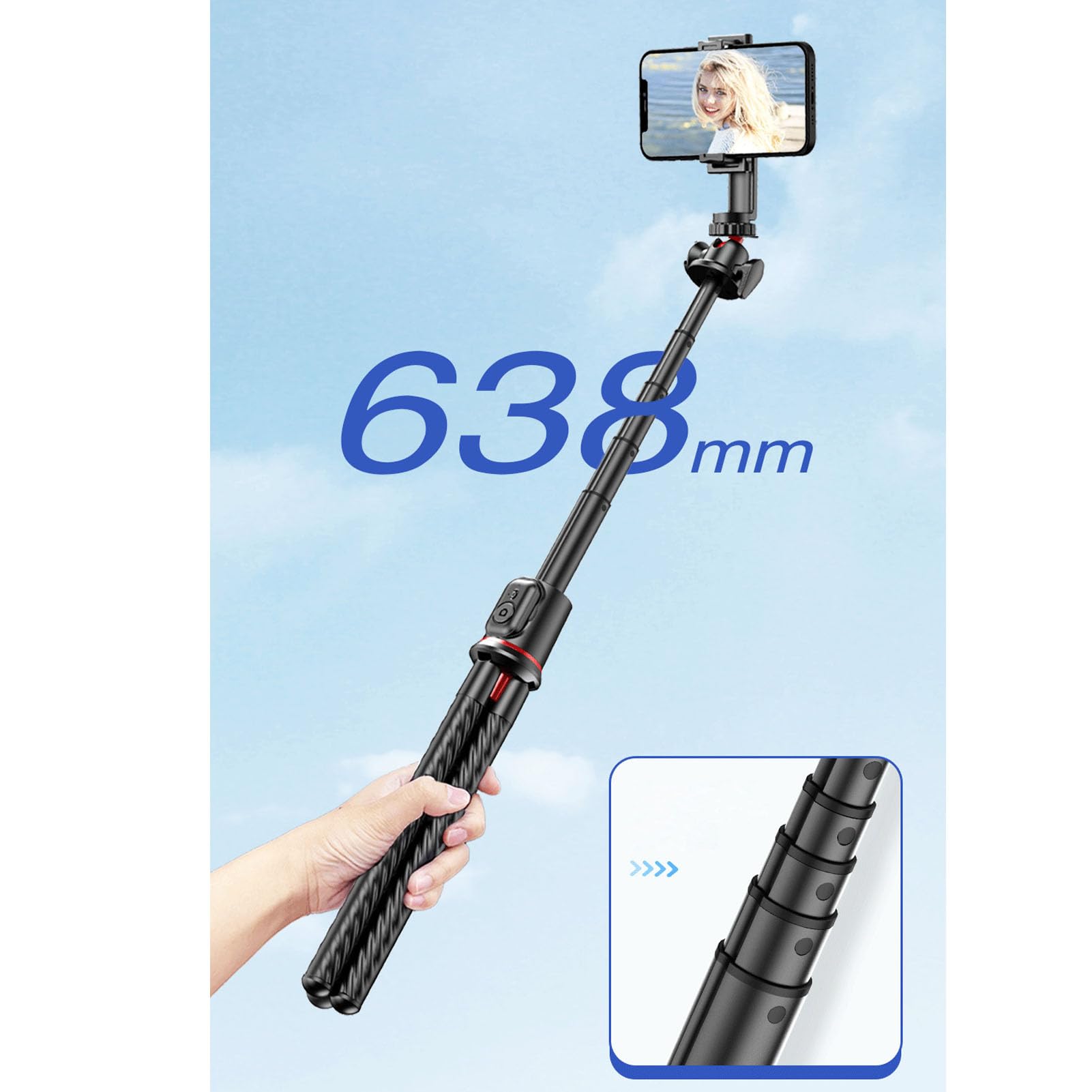 Treppiede per Selfie Stick Bluetooth, Supporto Portatile