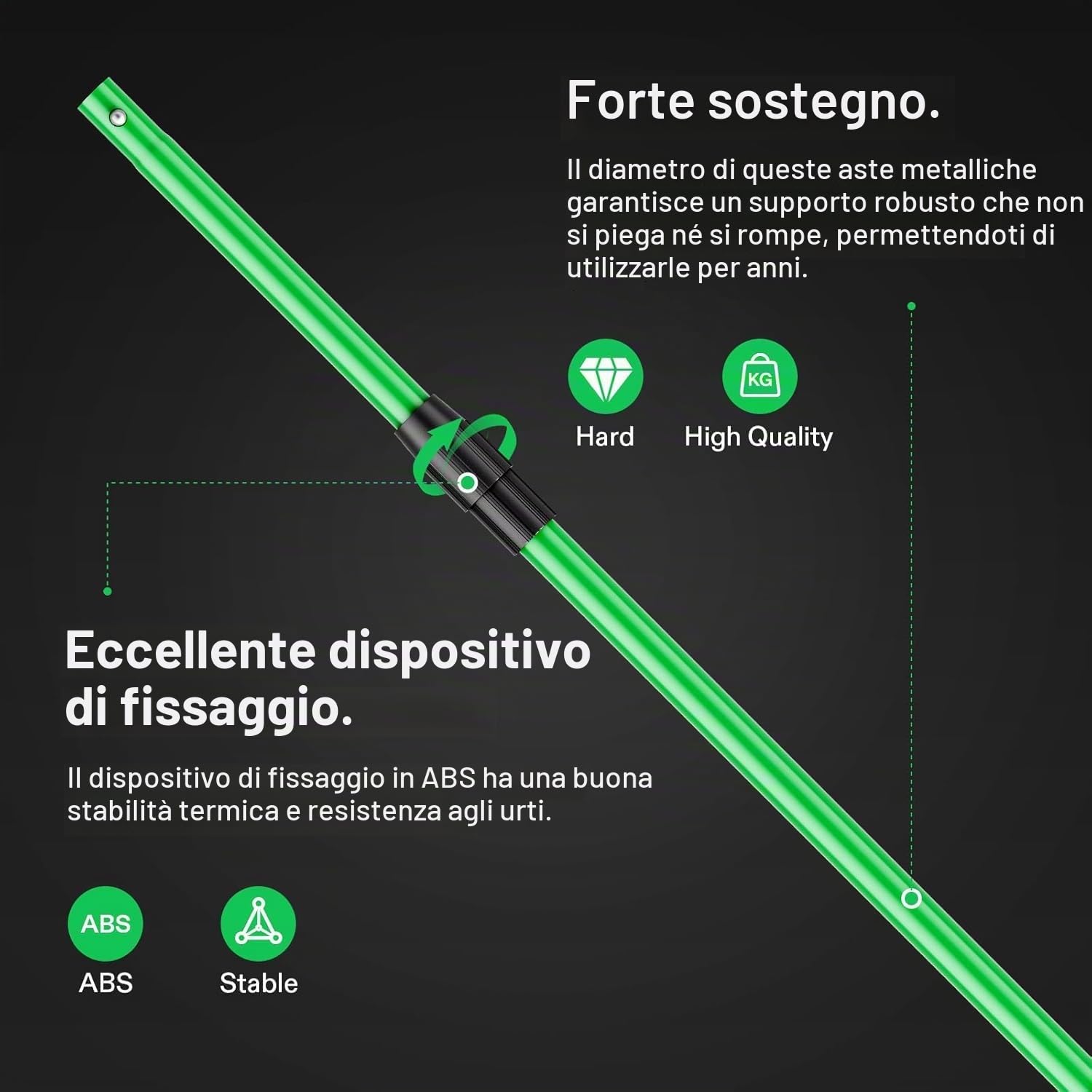 VIVOSUN Kit per la Coltivazione di Tende ad alta CFM, Gamma di pali verdi da 24"-48", Adatto per Tende da Coltivazione da 2'x2', 3'x3', 4'x2' e 4'x4', Confezione da 4 pz.