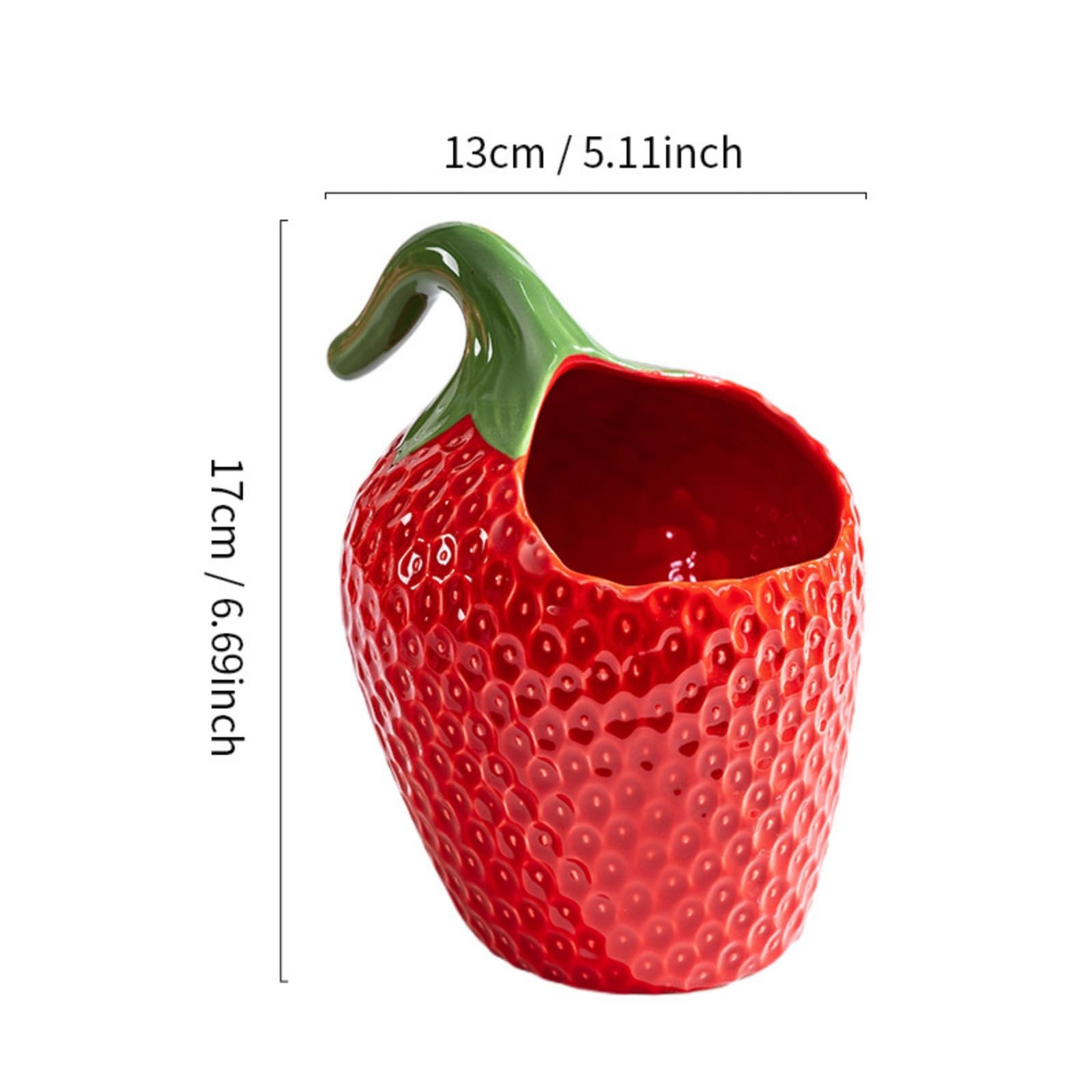 HAN SHENG Decorative Ceramic Strawberry Utensil Holder - Cute Kitchen Countertop Organizer for Spoons, Forks & Cooking Tools, Durable Flatware Storage, Stylish Home Decor Gift Idea
