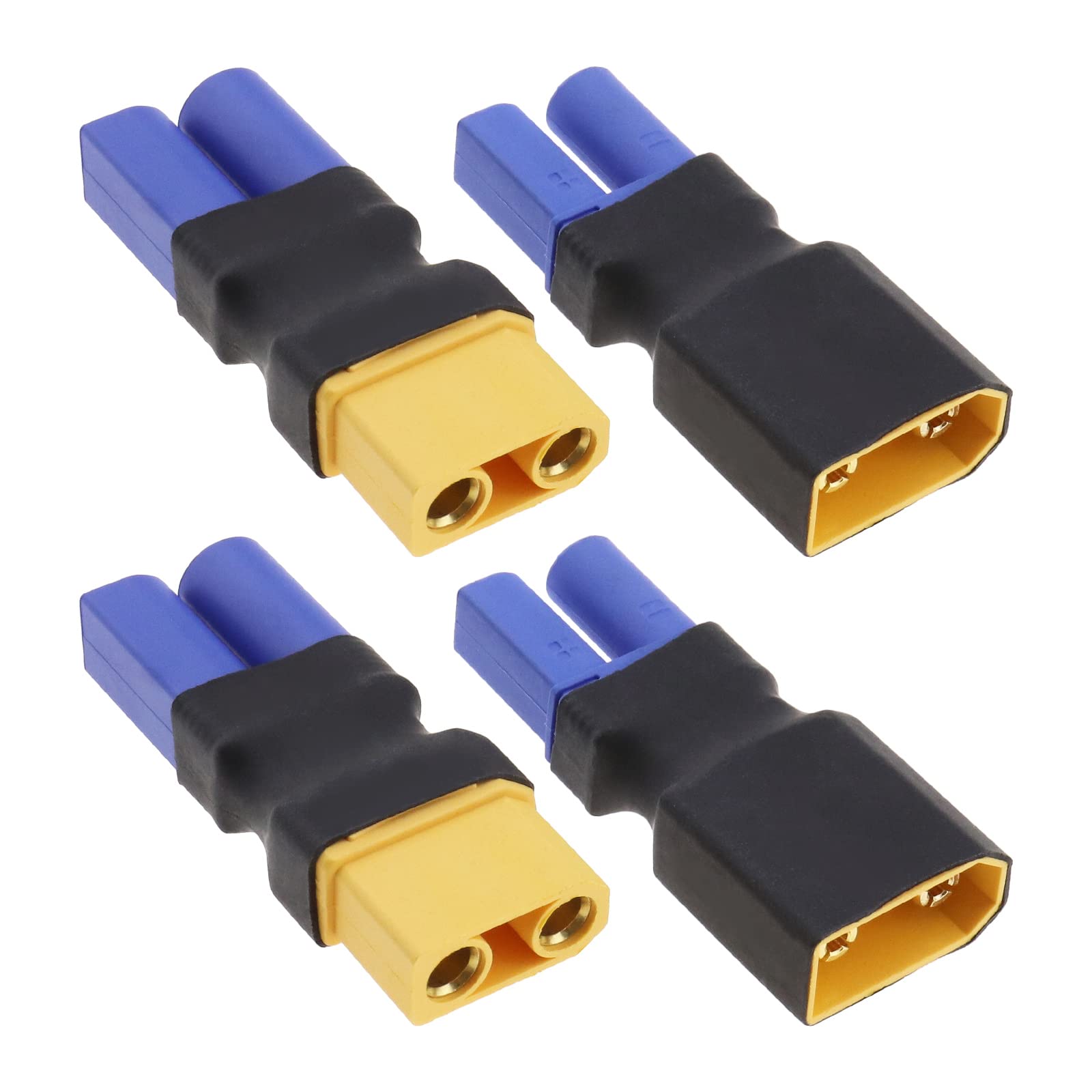 ECSiNG 4pcs XT90 Female to EC5 Male Plug Adapter XT90 Male to EC5 Female Connector Wireless Battery Converter for UAV RC Car Plane Model Lipo Battery