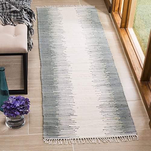 Tapete corredor SAFAVIEH 2'3" x 6' algodón gris miniatura 1