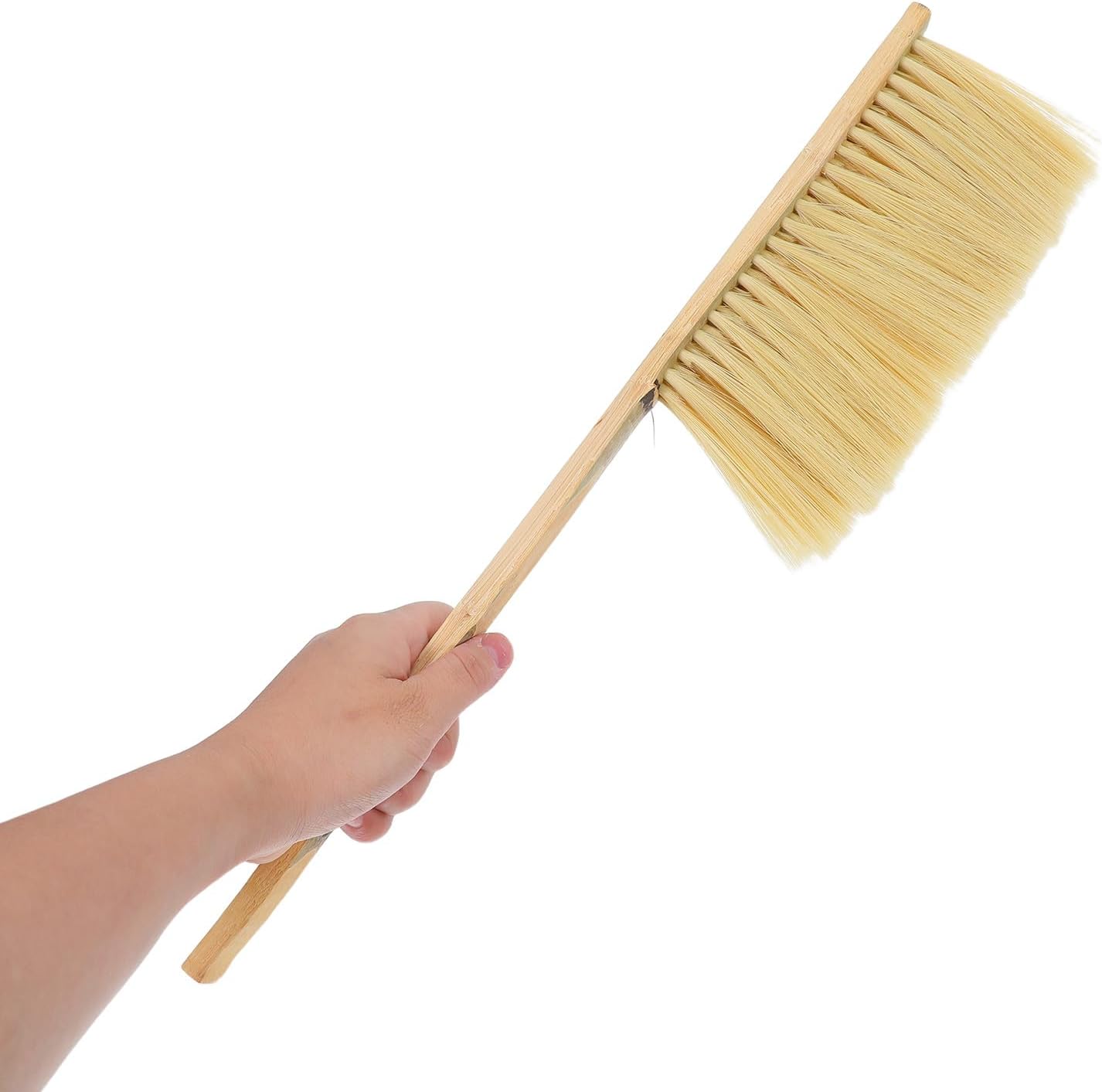 Industrial Hand Broom Brush 45cm with Pig Bristle Indoor Sweeping Brush for Bedding and Furniture for Workshop and Household Cleaning
