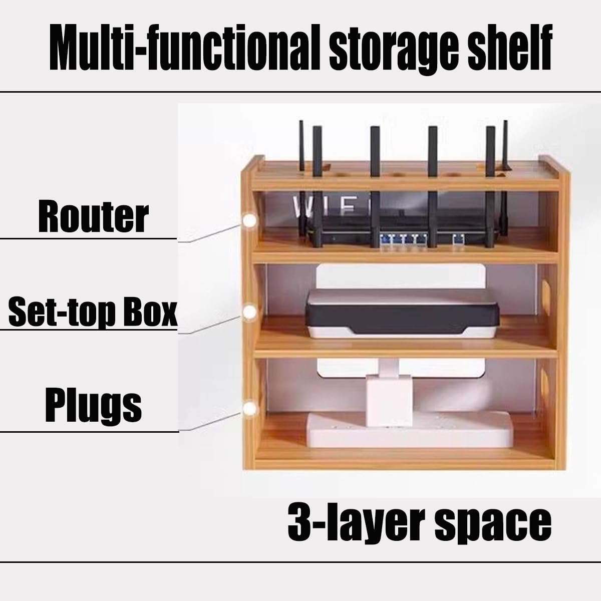 Media Storage Cabinet Bamboo WiFi Router Storage Cabinet Home Floor ...