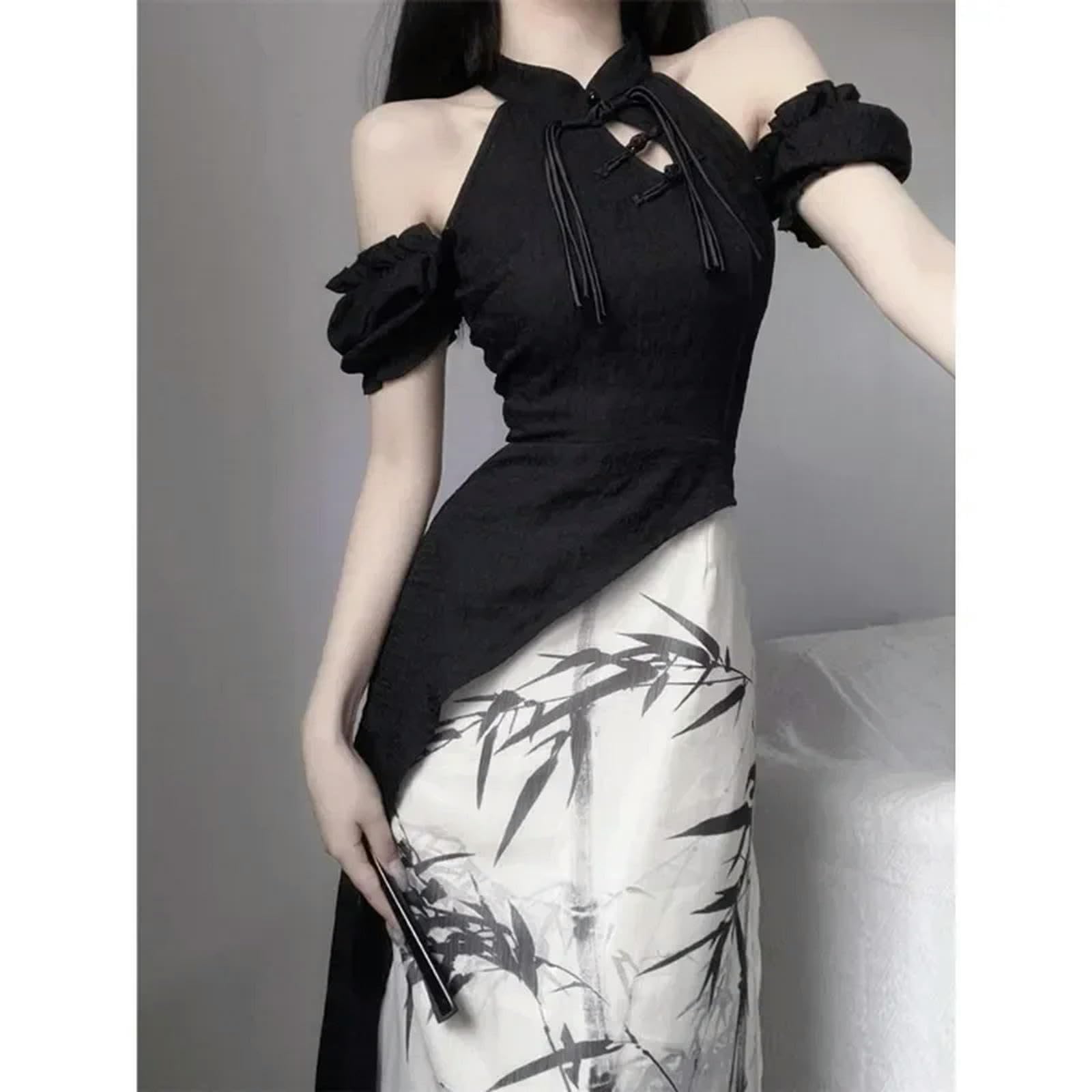 Amazon.com: JIMINISO Modern Chinese Style Halter Neck Ink Printed Sleeveless Cheongsam Hollow Party Evening Dress Qipao : Clothing, Shoes & Jewelry Amazon.com: JIMINISO Modern Chinese Style Halter Neck Ink Printed Sleeveless Cheongsam Hollow Party Evening Dress Qipao : Clothing, Shoes & Jewelry