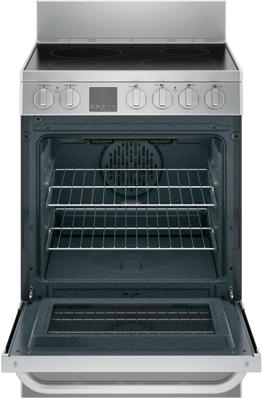 Haier QAS740RMSS 24" Electric Freestanding Range with Convection and Modular Backguard 2.9 cu. ft. Oven Capacity Storage Drawer 4 Element in Stainless Steel