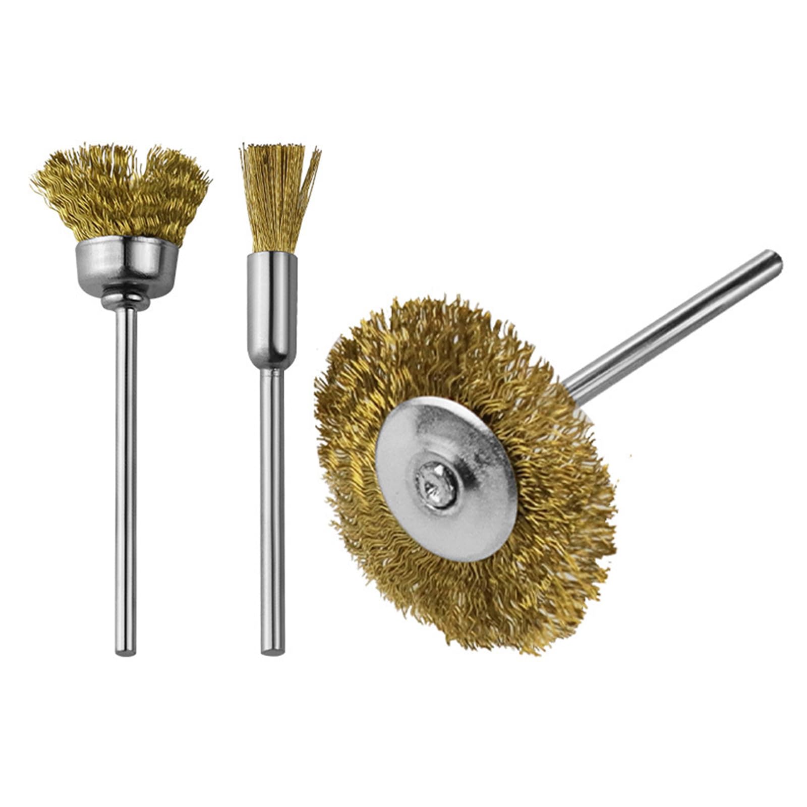 Rgybao 3Pcs Multi-Shape Copper Abrasive Brushes 2.35Mm Shank, Grinder Tool For Stone Carving & Debris Miniature Coppers Brushes For Deburring