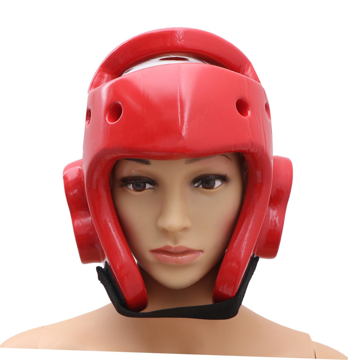 Casco Taekwondo per Ragazzi in EVA Rosso, Aperto e Ventilato per Sparring | Casco da Allenamento Leggero per Taekwondo e Karate, Protezione Orecchie, Fronte e Retro, Taglie XS-XL per
