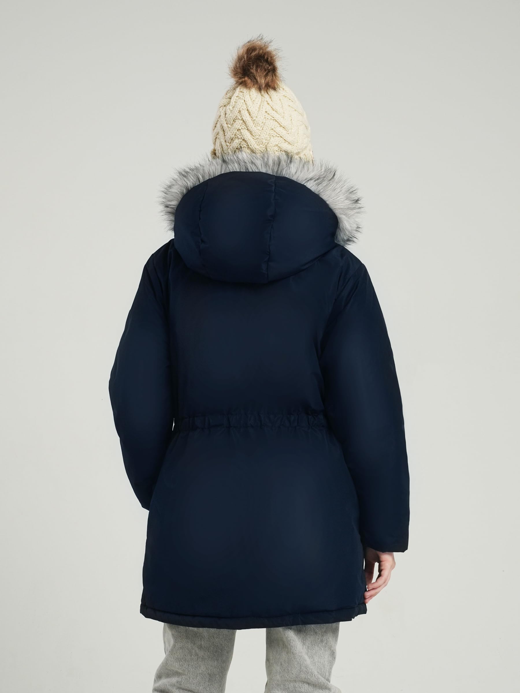 maoo garden Manteau d'Hiver pour Filles Parka de Ski Épais avec Capuche en Fausse Fourrure et Revêtement Imperméable pour Grands Enfants