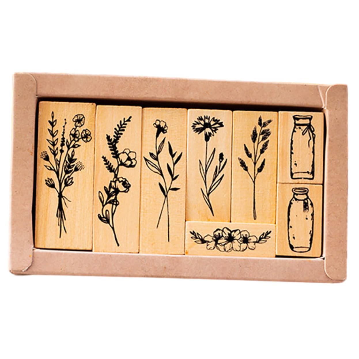 Operitacx 4 Set Di Combinazione Di Legno Di Loto Retrò Set Di Timbri Vaso Per Piante Diario Album Fotografico Fai Da Te Diario Timbro Decorativo Appunti Sulla Giungla Timbri