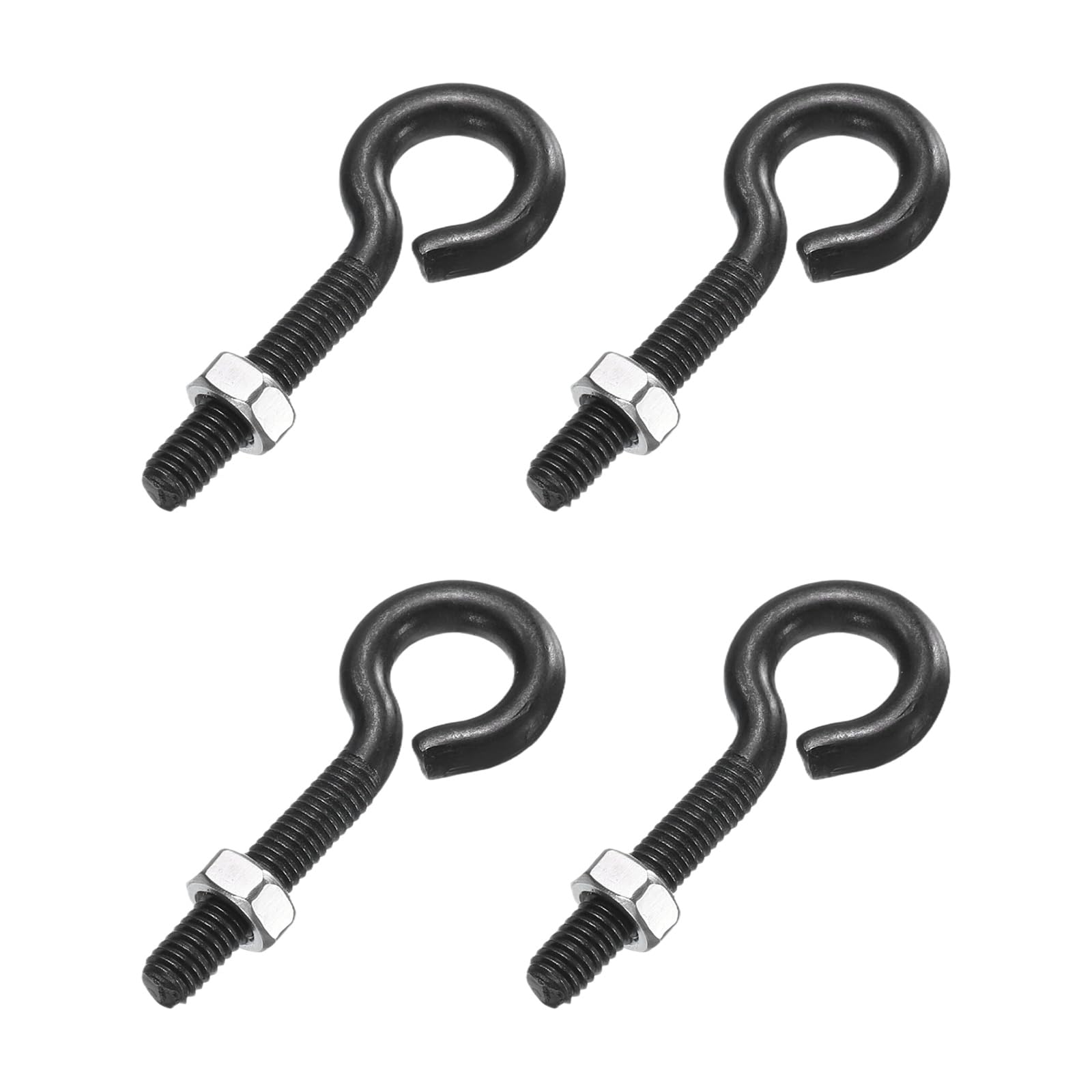 sourcing map 4 Pack Eye Bolts, M5 x 30mm 304 Stainless Steel Threaded EyeBolt Black Eye Hooks with Nut for Hanging or Securing Cables