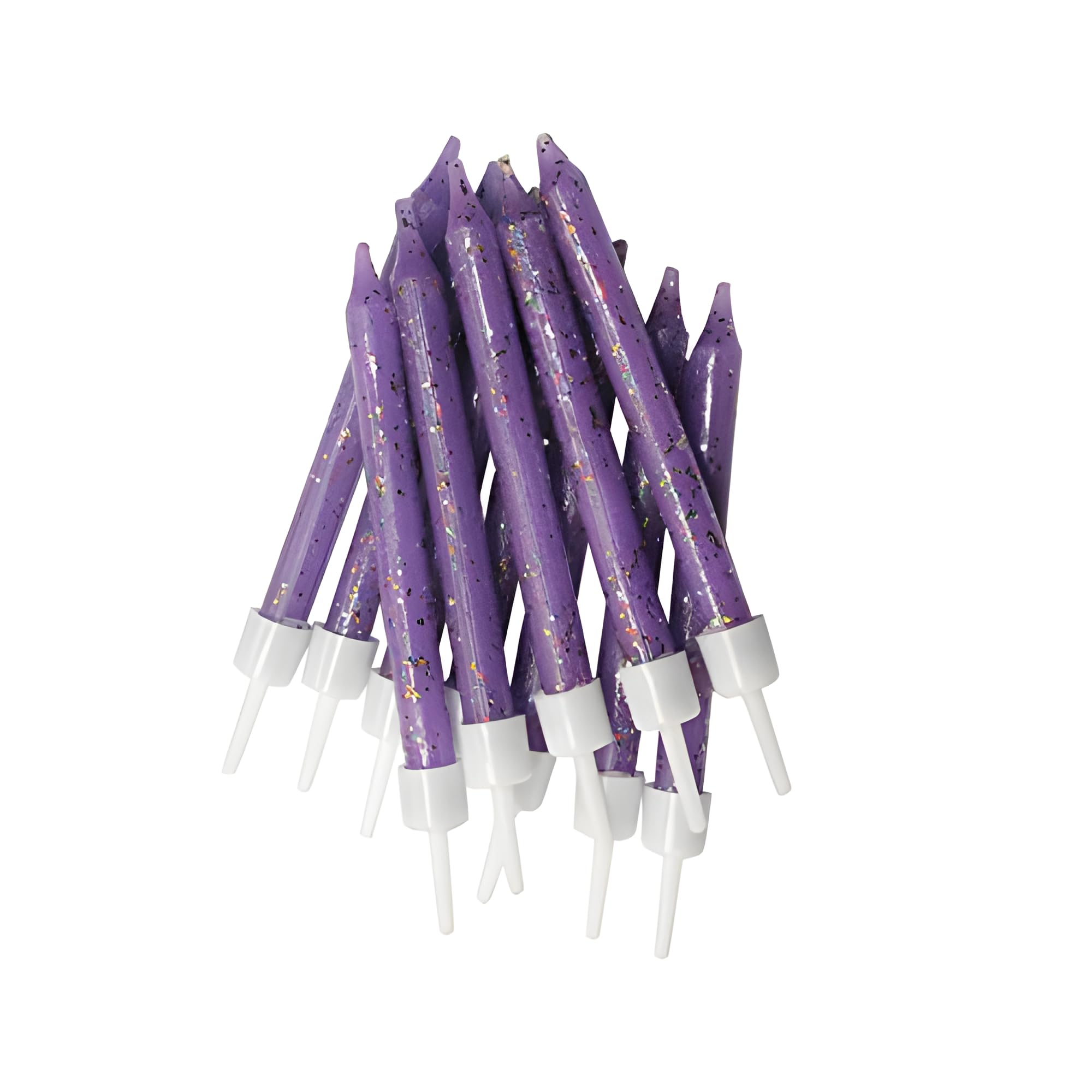Anniversary House Purple Glitter Birthday Candles Set of 12 - with Holders 7.5cm - Premium Cake Toppers for Birthday Decorations, Anniversary & Celebration - Elegant Birthday Candle Pack