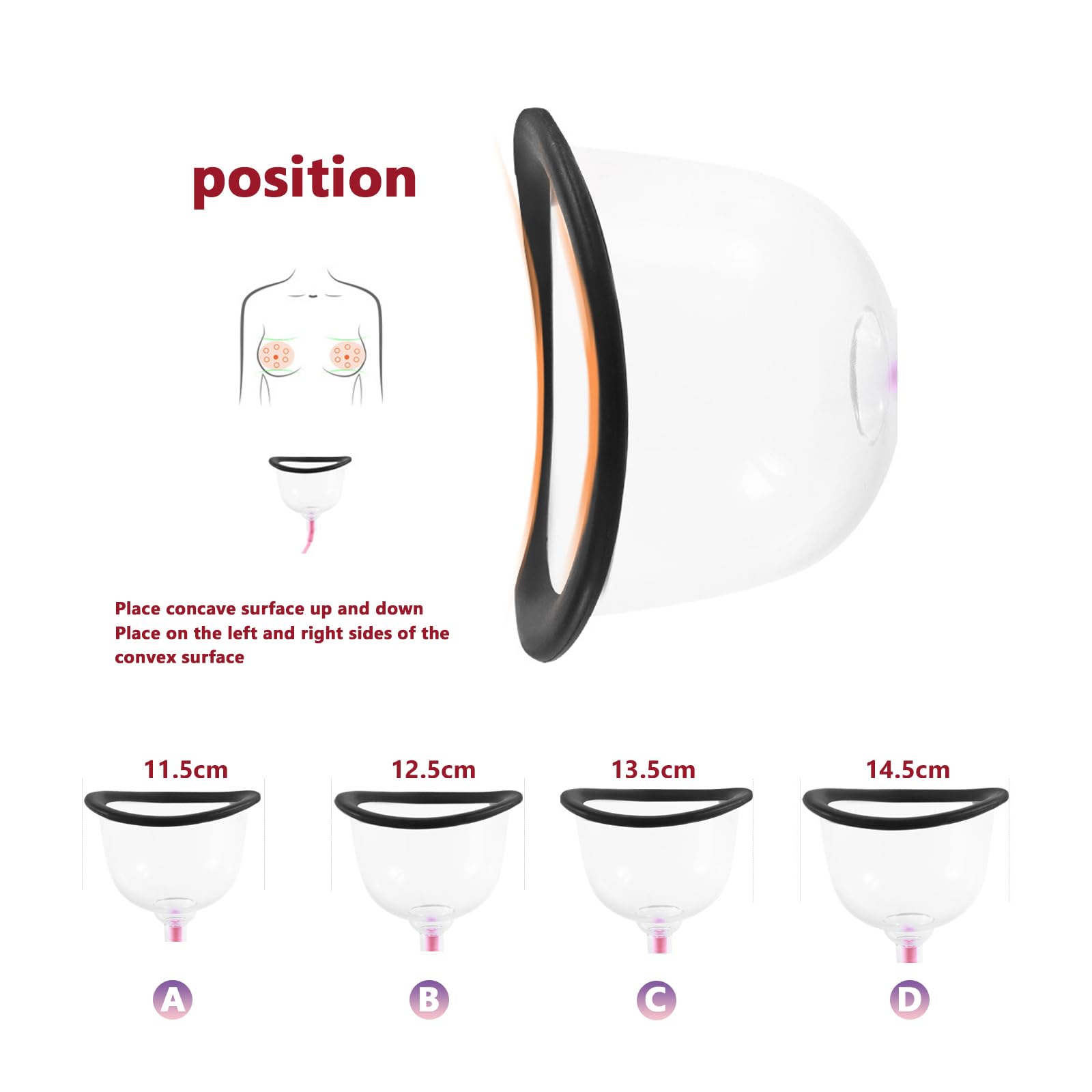 Buhelyc Masajeador eléctrico de Senos Estimulador De Aumento De Pecho Masajeador De Senos Inalámbrico para Levantamiento de Pecho(Size:d)