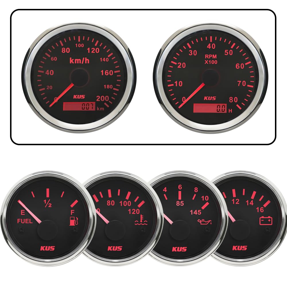 KUS 6 metrów prędkościomierz GPS Prędkościomierz Prędkościomierz RPM Wskaźnik poziomu paliwa Temperatura wody Miernik ciśnienia oleju z podświetleniem do samochodów ciężarowych łodzi motorowych