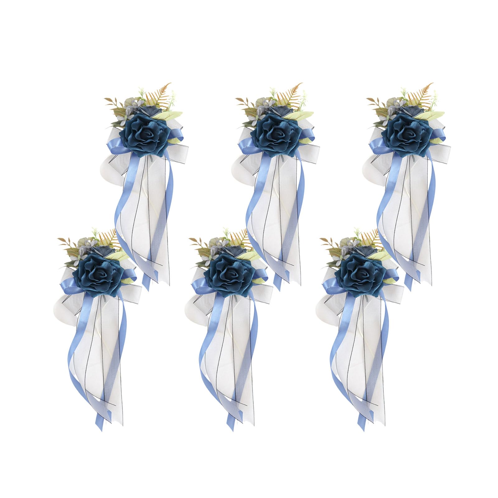 Générique Nœuds de décoration de Voiture de Mariage, 6 pièces, Fleur Artificielle en Soie, Ornement pour poignée de Porte de véhicule, Fausse Fleur, décoration de Voiture de Mariage