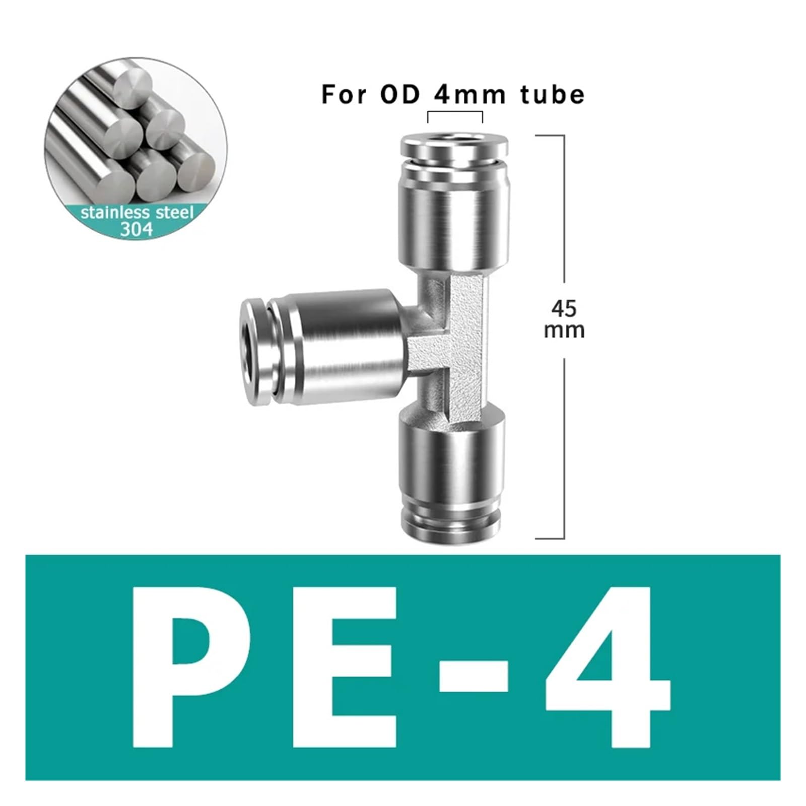 10 pezzi PU PV PE PY 304 acciaio inossidabile metallo pneumatico attacco rapido 4 6 8 10 12 mm raccordo tubo aria connettore(PE-4)