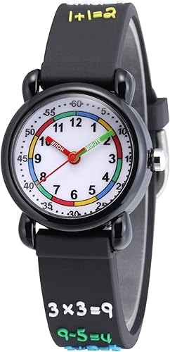 Jewtme Lindos relojes para niños pequeños de 3 a 8 años, reloj analógico de dibujos animados con banda de silicona 3D para niñas y niños pequeños