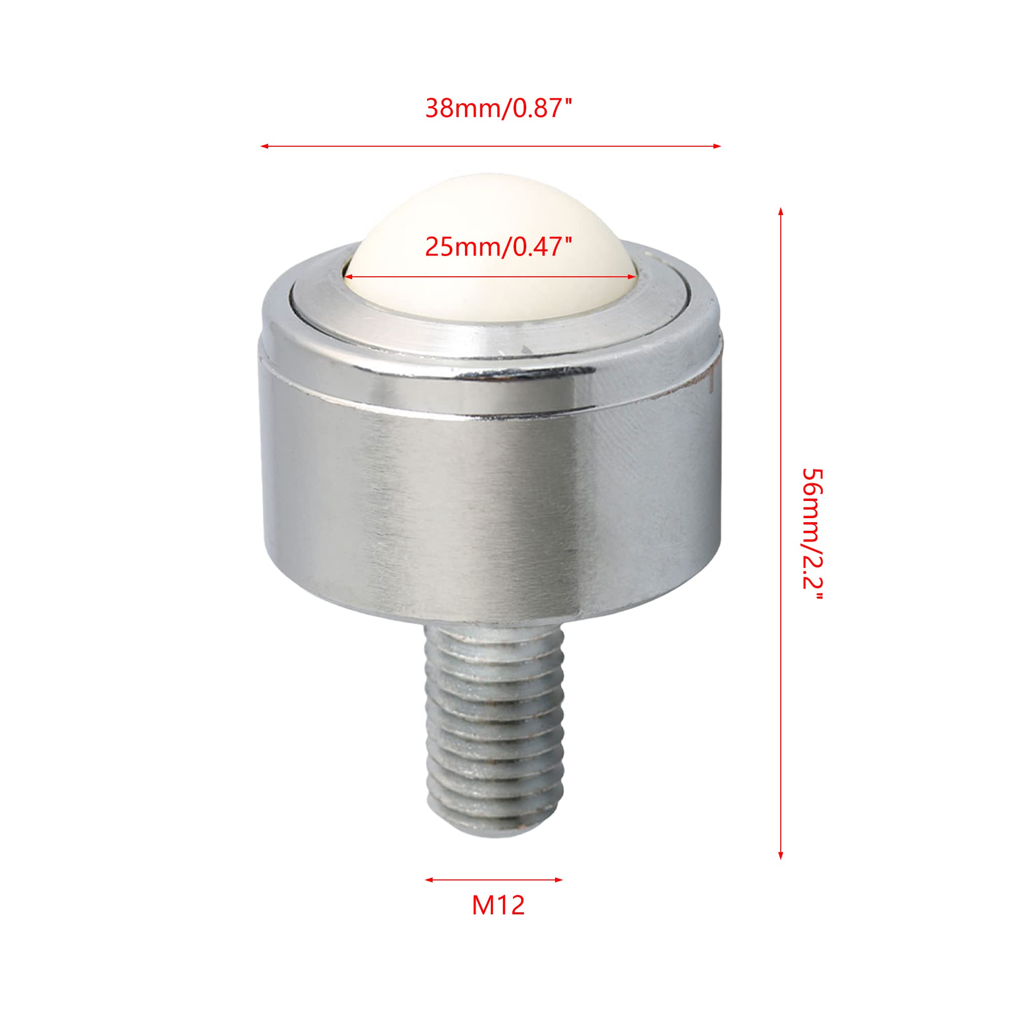 2 piezas de transmisión de rodamientos de transferencia de bolas con bola de rodillo de nailon de 25 mm de diámetro (capacidad de carga de 250 libras)