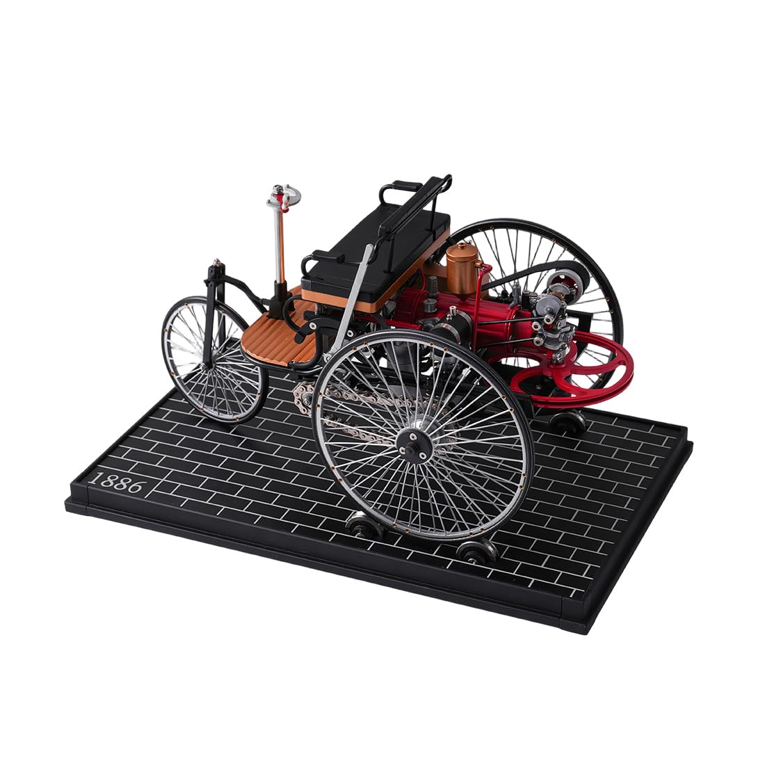 BAUBAUPLAY Modellino di auto a triciclo, auto elettrica meccanica in metallo, kit di montaggio fai da te per adulti, modello educativo da collezione (430 + pezzi)