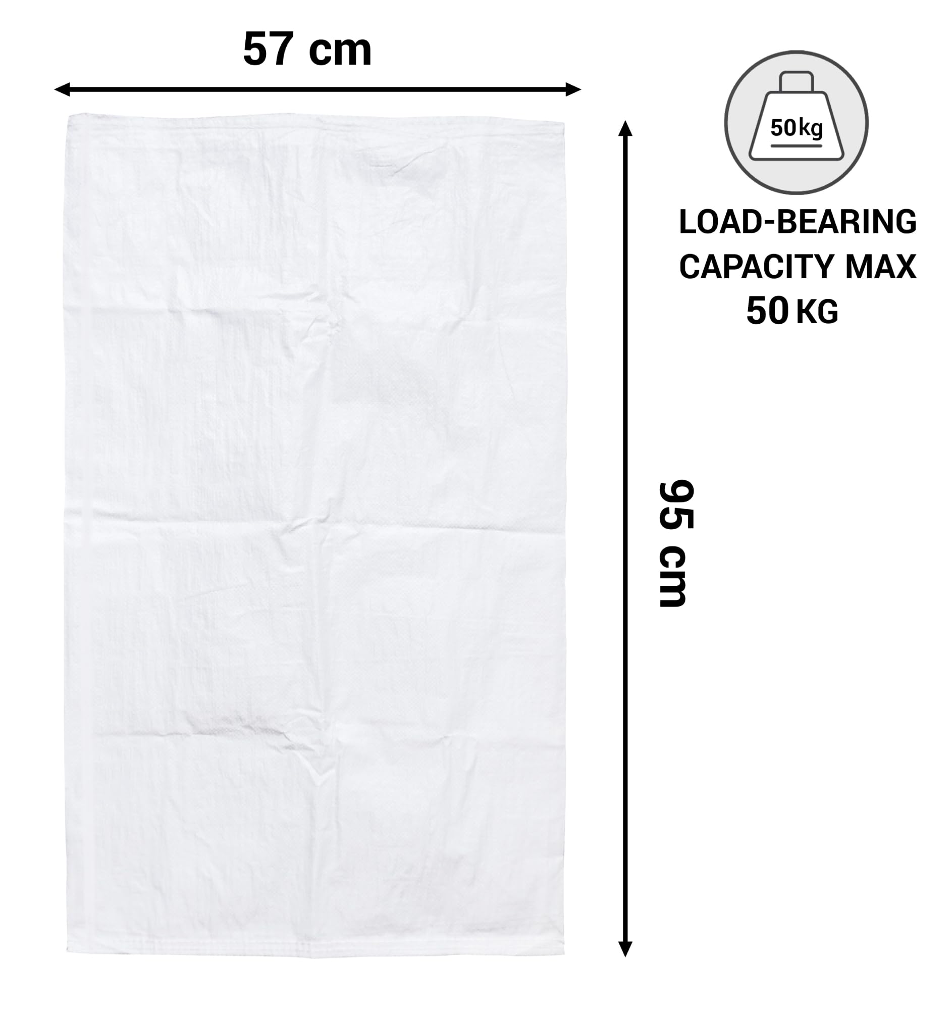 SKIR'CO Sacchi bianchi in tessuto PP 57 x 95 cm, sacchetti in polipropilene con fodera in polietilene, sacchi per la costruzione di macerie, sacchetti per lo smaltimento dei rifiuti, 40 pezzi