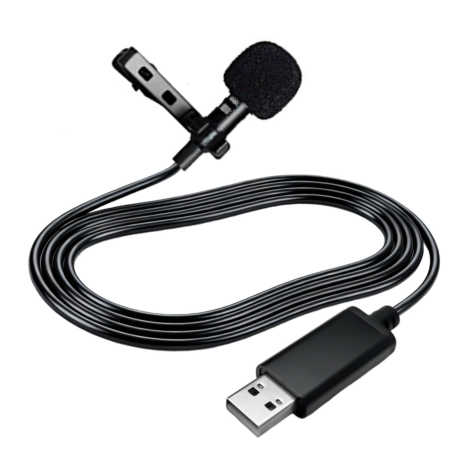 USB Type-A Microphone Lavalier Lapel Clip on Mic with 6.7ft Cable for Laptop Computer PC, Streaming Conferencing,Interview, Singing, Skype, MSN, Audio Video Recording,Clear & Natural Sound,Black-image-31