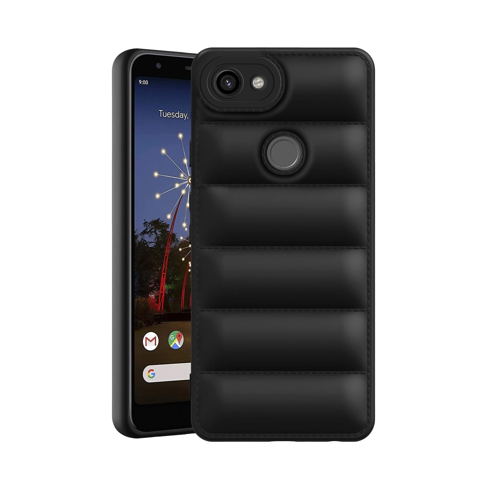 Amazon Brand - Solimo Puffer Case Camera Protection Soft Back Cover for Google Pixel 3A XL - Black (B0CV54HZQ3) Amazon Price History, Amazon Price Tracker