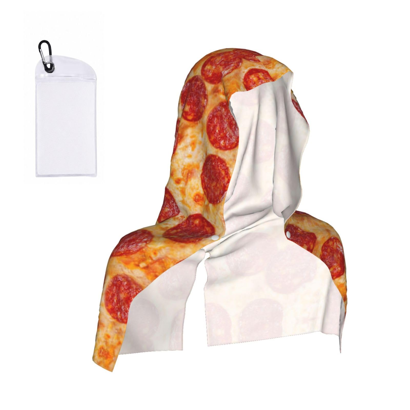 Esnaiuvcd Black 3D Pizza Pepperoni Print Multifunctional Cooling Hoodie Bandana Portable Sweat Absorbing Design For Beach Workouts Exercise Heat Relief Accessories