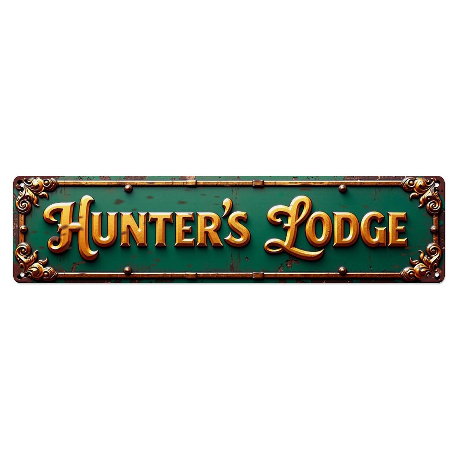 Jdyaojiesheng Vintage Hunter's Lodge Signboard Pattern Tin Sign Retro Metal Wall Decor Metal Poster, Home Bar Garage Farmhouse Cafe Wall Art Decoration 4X16inch
