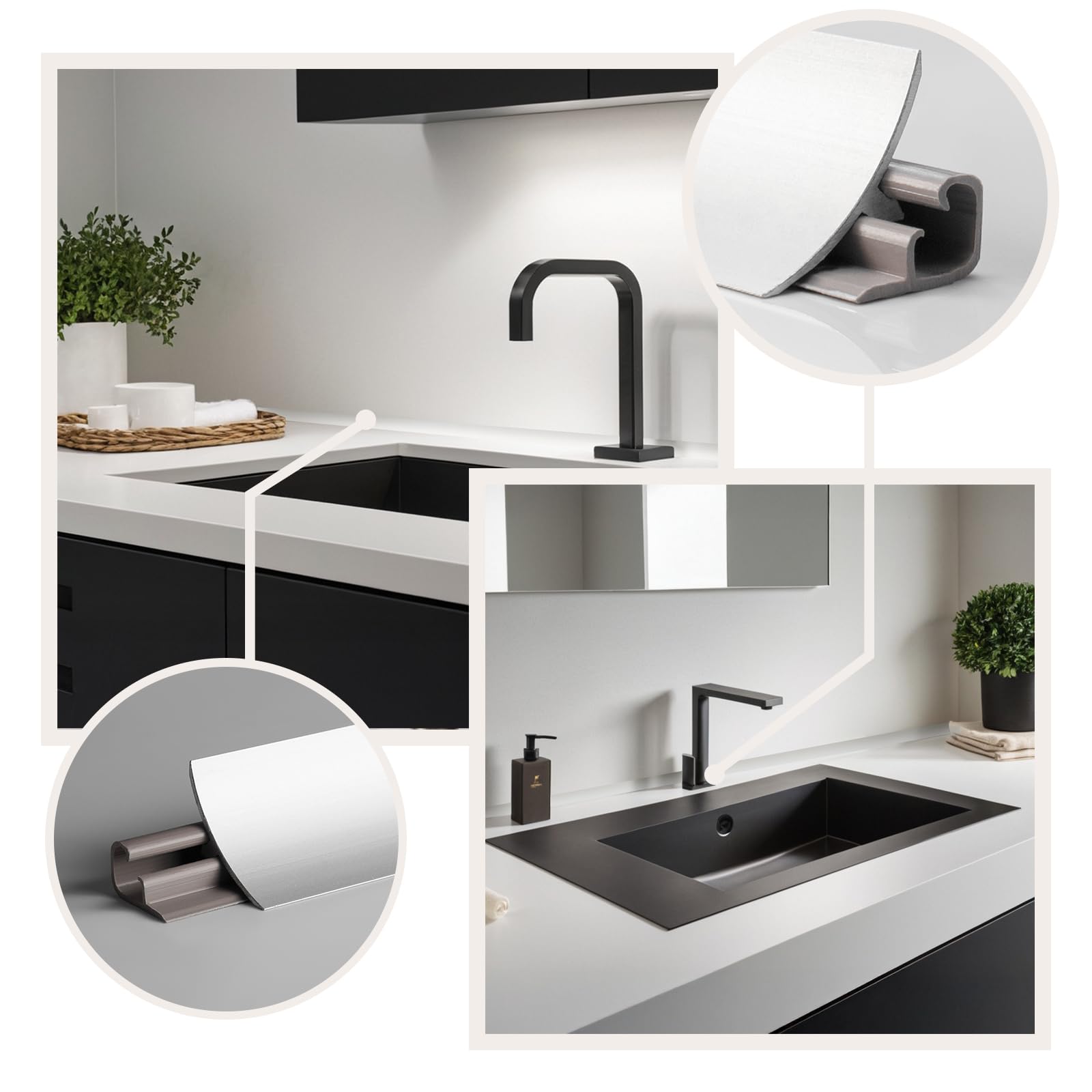 DQ-PP Baguette d'angle 1,5 m, en aluminium, 23 x 23 mm, avec vis gratuites, pour plan de travail, cuisine, finition murale, barres de table
