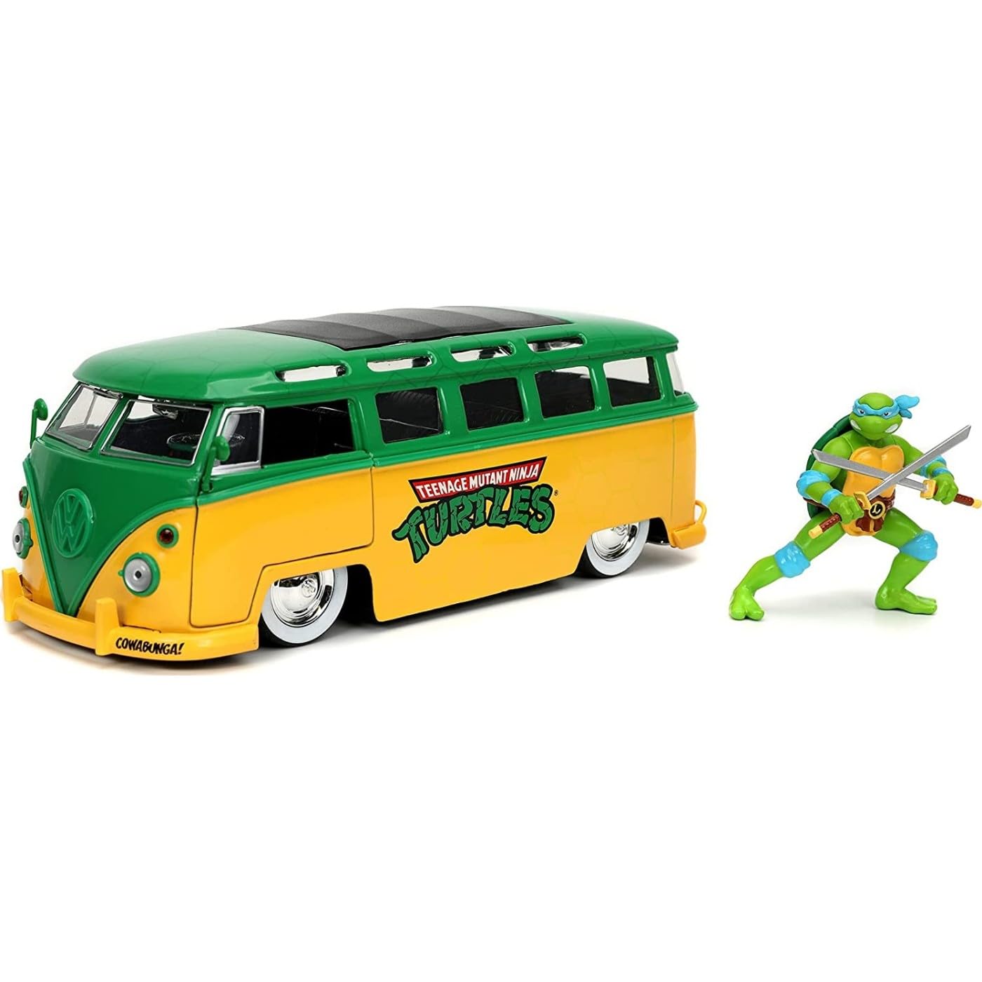 Jada Toys - Turtles 1962 VW Bus in Scala 1:24, Die Cast, con Personaggio di Leonardo in Die-Cast,+ 8 Anni, 253285000