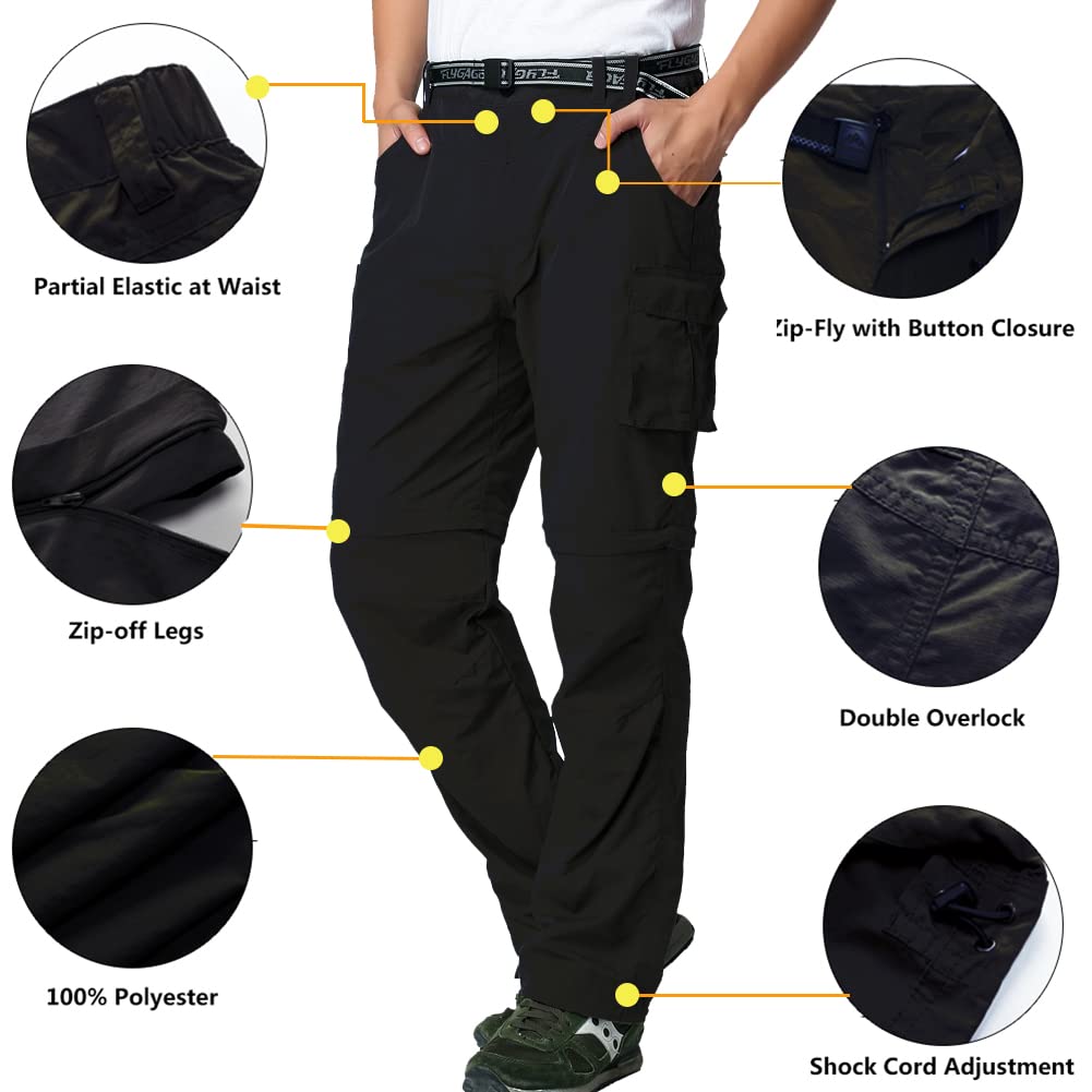JOMLUN Pantaloni da trekking da uomo, con chiusura lampo, leggeri, traspiranti, ad asciugatura rapida, rimovibili, funzionali, elasticizzati, estivi