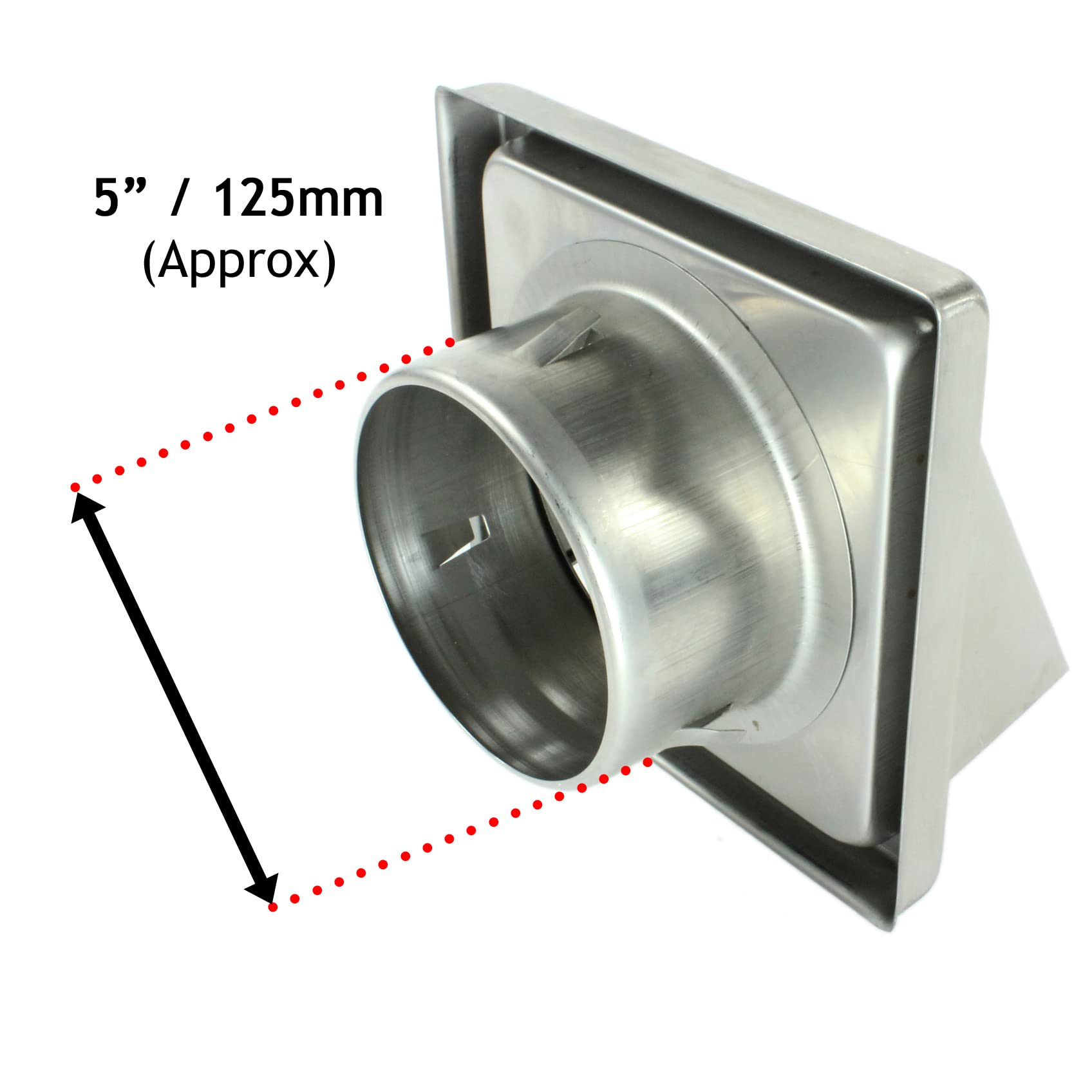 Spares2go Acier Inoxydable Carénés Externe Extracteur Mur Ventilation Prise avec Amorti Non Retour À Rabat (125mm, 5")
