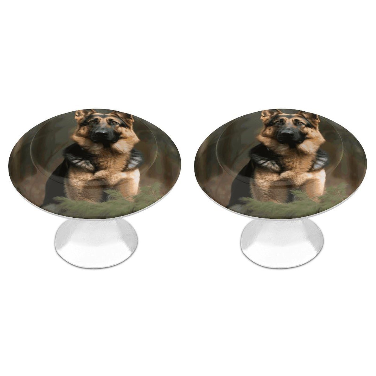 FodPand Round Cabinet Knobs 2 Pack,Stainless Steel Dresser Knobs Drawer Pulls German Shepherd Kitchen Cabinet Pulls Door Knobs Dresser Drawer Handles Easy Install for Home Office Kitchen