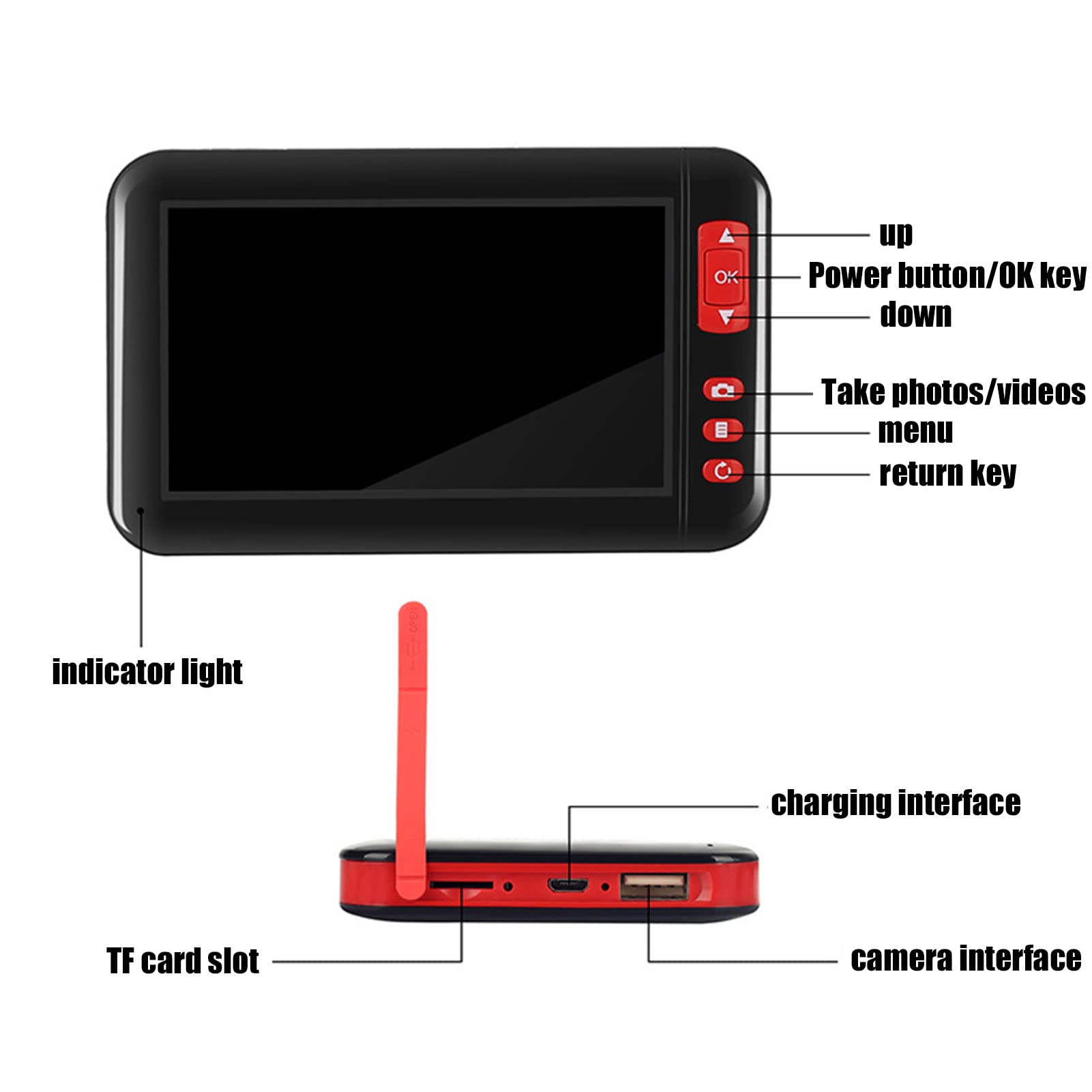 Boroskop, Kamera inspekcyjna Endo Scope 8 mm z ekranem 4,3" i 8 diodami LED, z baterią 2000 mAh(10M)