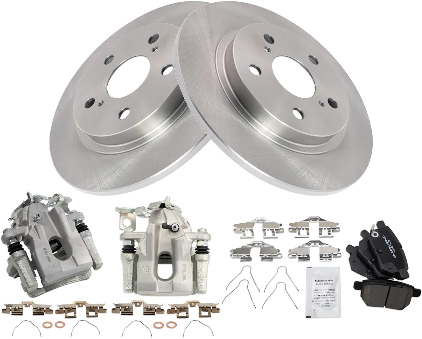 TRQ Rear Brake Pad & Rotor Kit Ceramic Compatible with 2008-2015 Scion xB