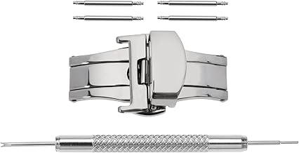 Create idea Replacement Watch Buckle Stainless Steel Deployment Butterfly Buckle Watch Strap Watch Strap Double Button Buckle for Watch