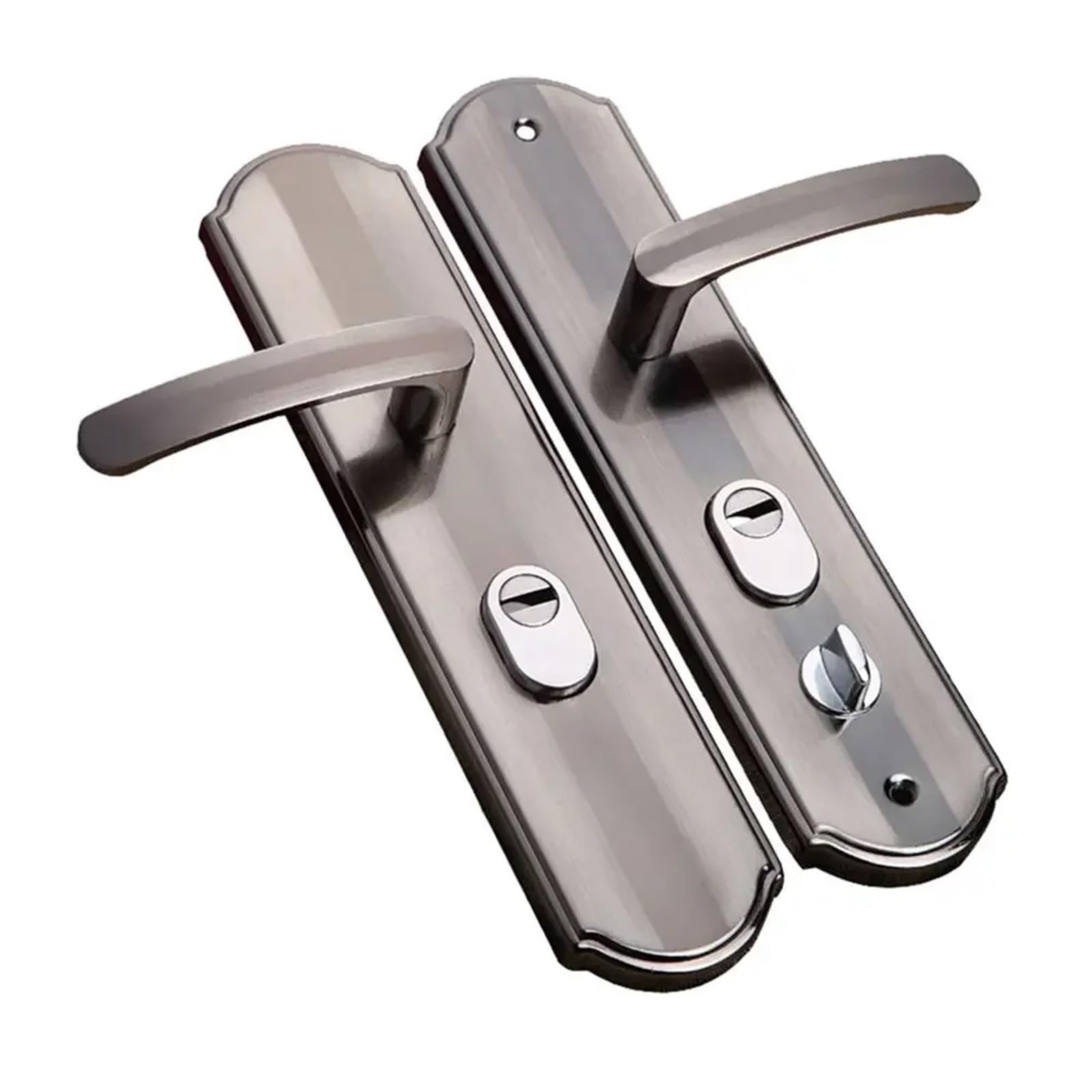 Wajjwi Silver Aluminium Alloy Door Handle Universal Pair Lock Thickened Panel Household Hardware For Home