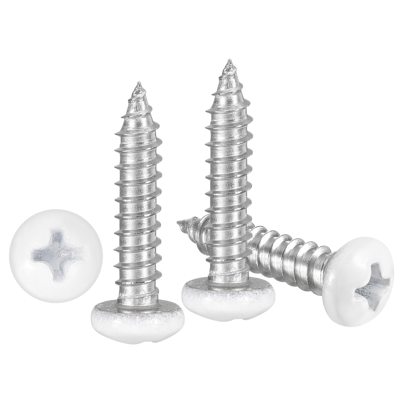 METALLIXITY Phillips Pan Head Self Tapping Screws(#8x3") 10Pcs, 304 Stainless Steel Self Drilling Screw for Metal Wood Plastic, for Cabinet Wall Shutter Plate Rock Furniture, Silver Tone White — image 1