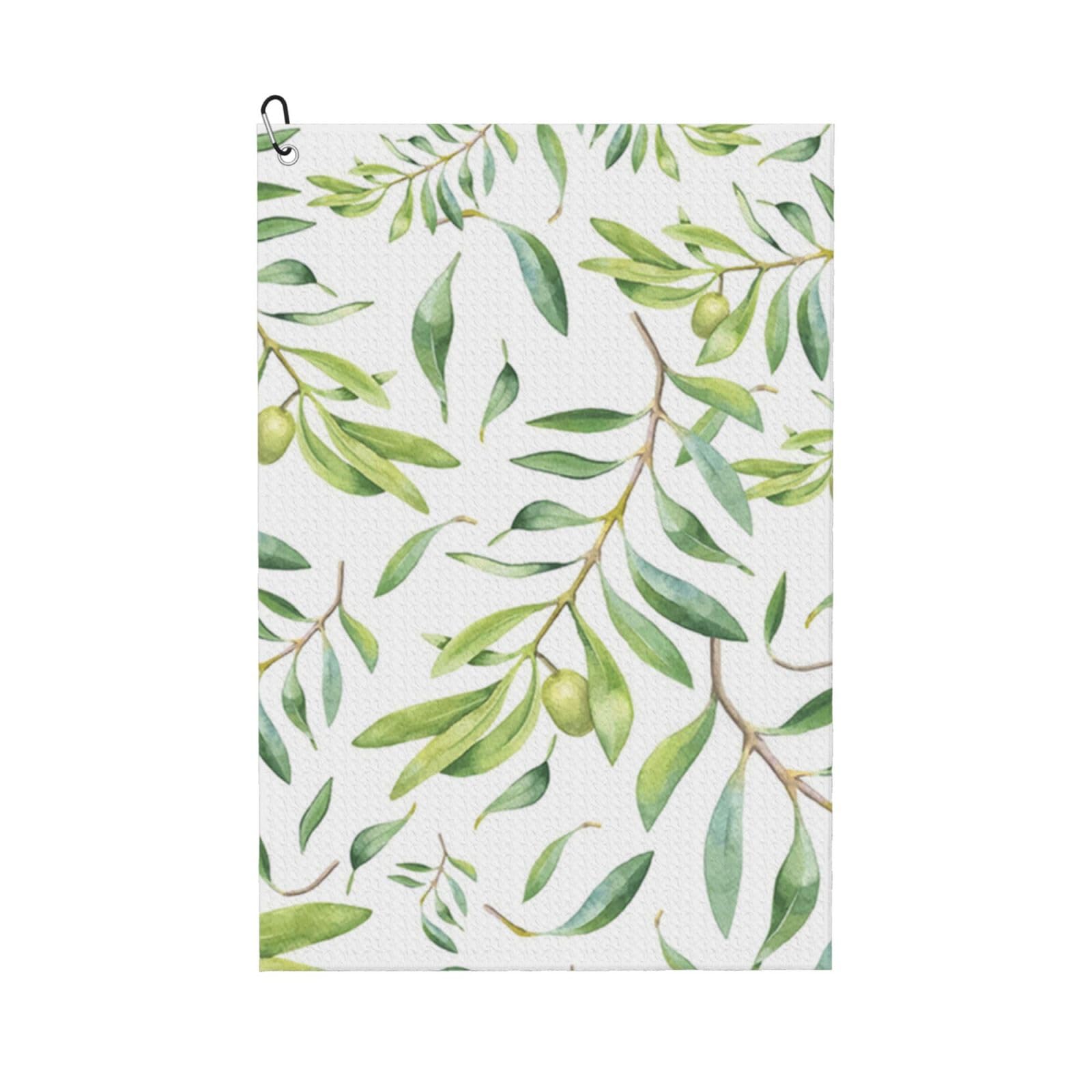 Hnnkloy Green Watercolor Olive Branch Pattern, 16x24 in Portable Waffle Golf Towels with Carabiner Clip for Golf Bag