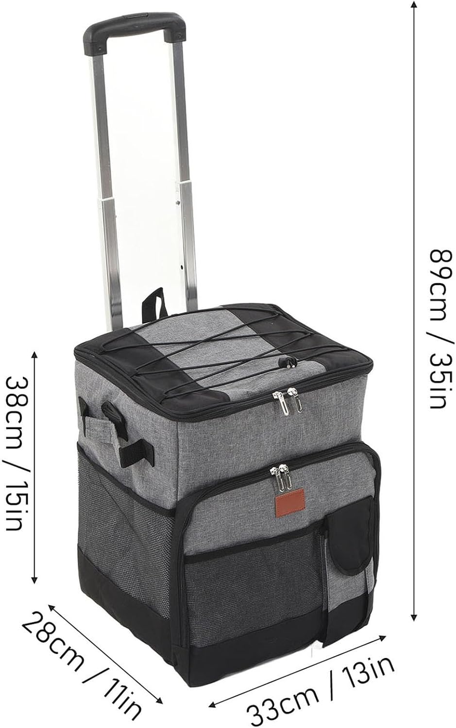 35L Rolling Cooler Bag, Insulated Leakproof Portable Soft Rolling Cooler with Wheels and Handle, Cooler Bag Trolley Box for Beach Camping BBQ