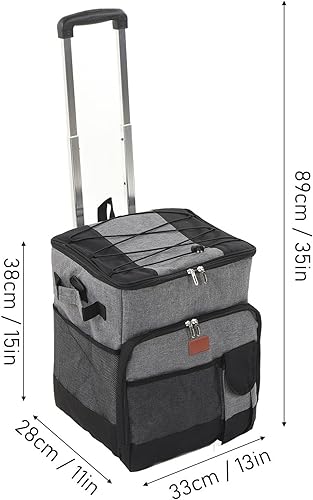 Miniatura 7 de Bolsa enfriadora con ruedas, enfriador con aislamiento rodante de 35 L, gran capacidad, portátil, suave, con ruedas, carrito enfriador a prueba de