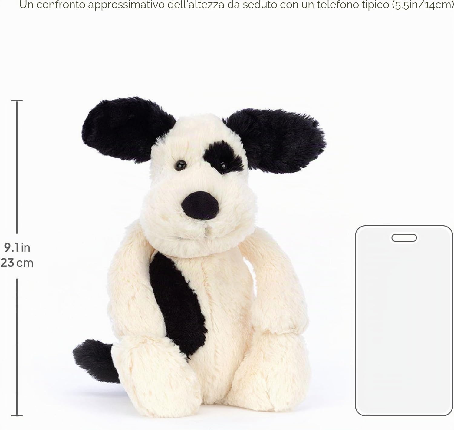 Peluche Bashful Black & Cream Puppy Medium - L: 9 cm x l : 12 cm x H: 31 cm