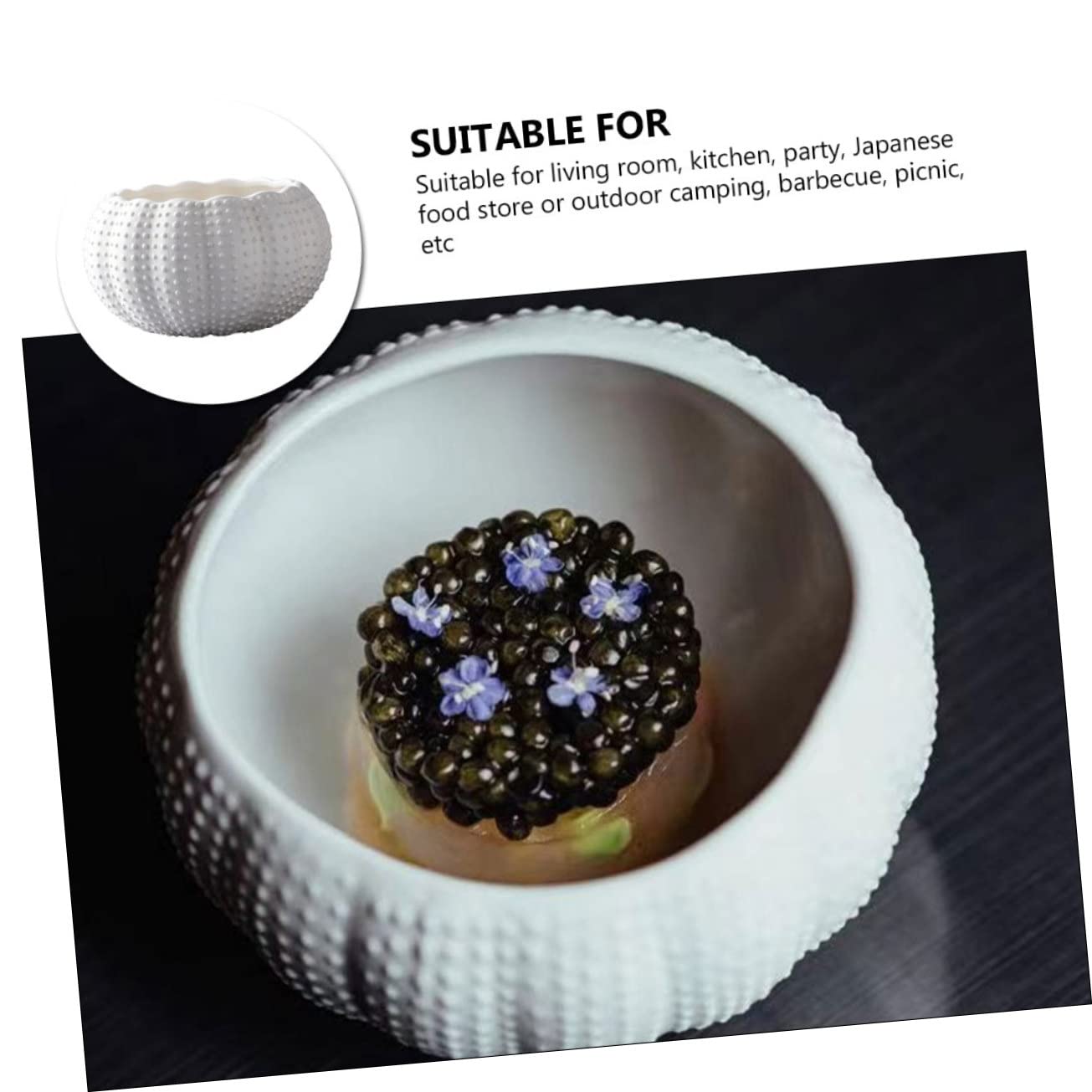 TOPBATHY 2 Stücke Porzellan Schalen Keramik Sauce Schalen Caviar Lagerung Seeigel Servieren Schüssel