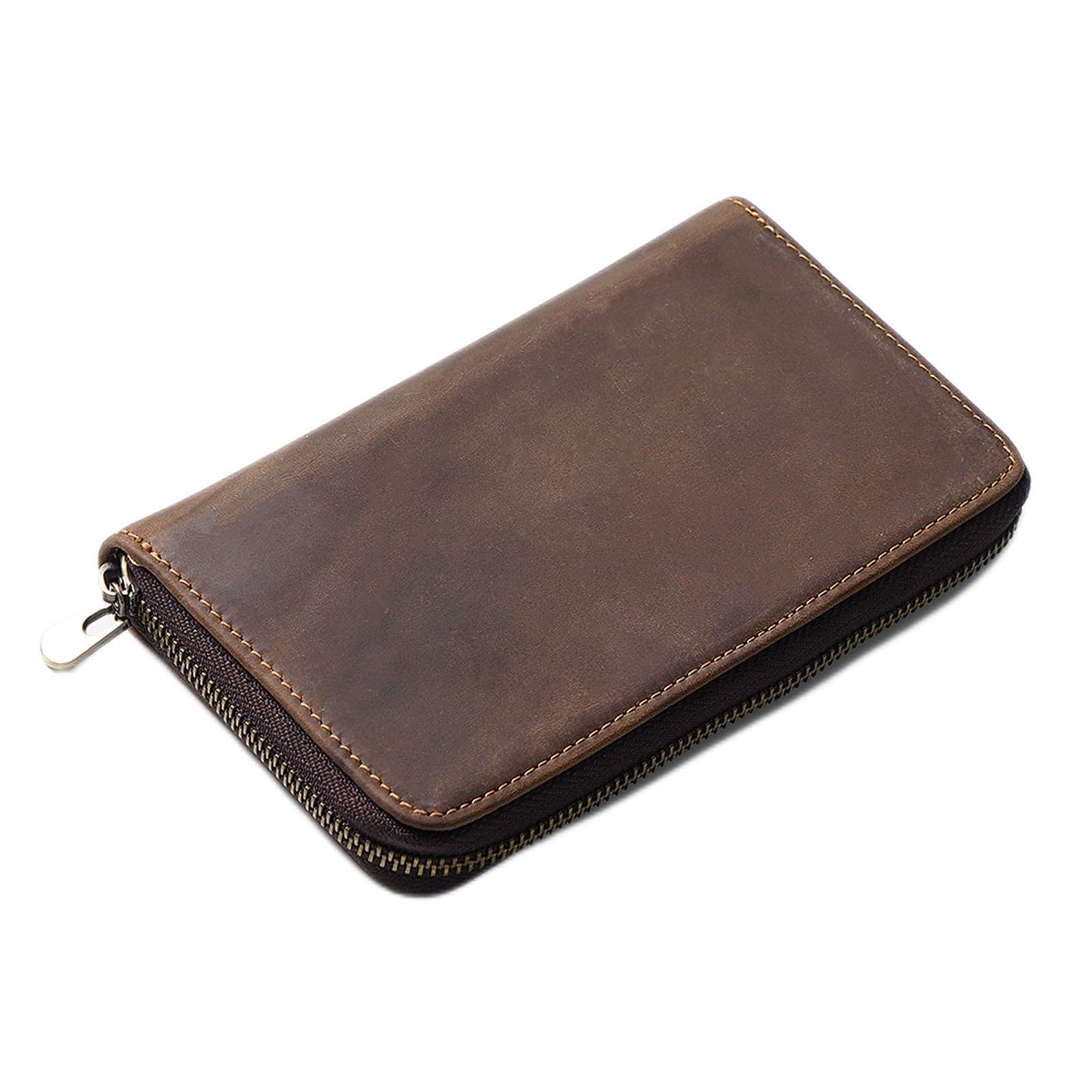 Étui à stylos zippé en cuir marron et boîte à eau 18x10,5cm
