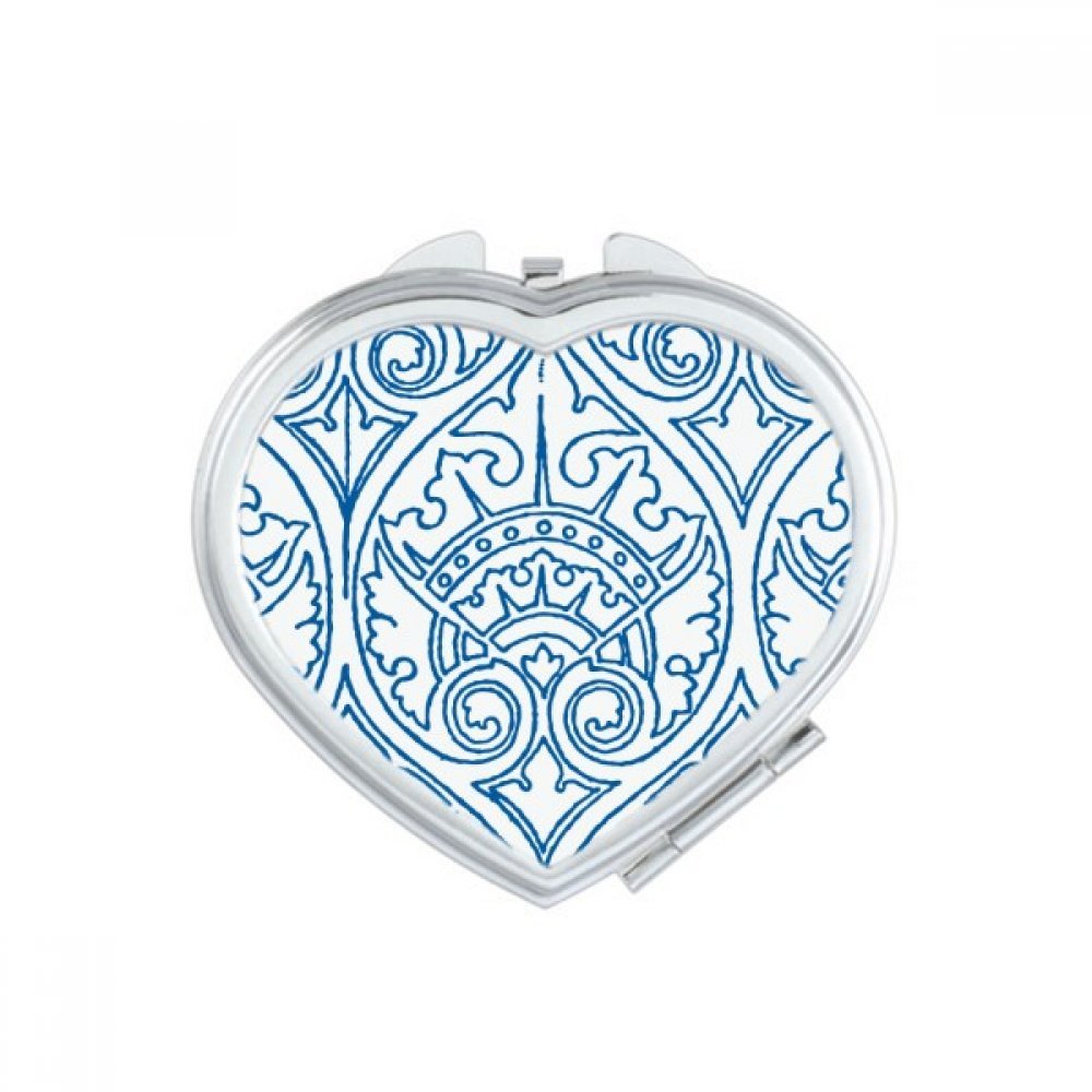 Miroir compact portable bleu Talavera en forme de coeur, parfait pour votre sac de voyage