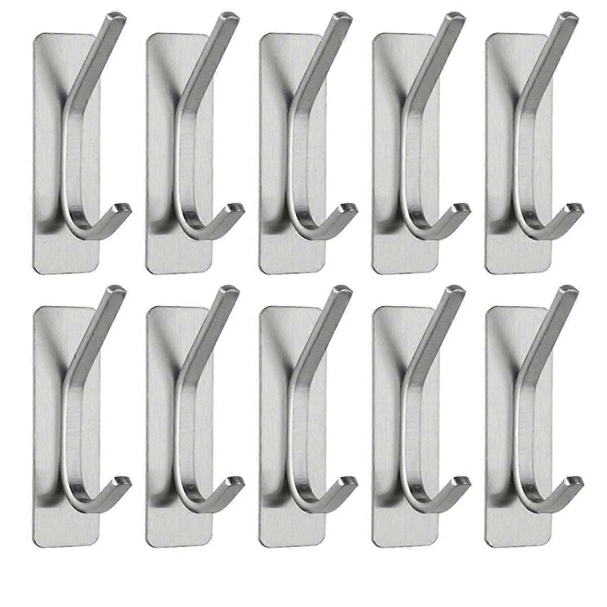 JOYHAPPST 10Pcs Towel Hooks Self Adhesive Wall Hook Bathroom Hooks Stainless Steel Bathrobe Hooks Room Storage