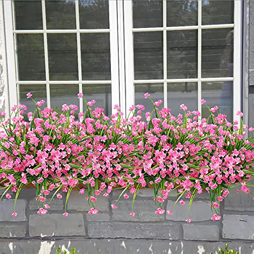 Binduo 6Pcs Artificial Outdoor Plants Fake Flowers For Decoration Uv Resistant Faux Plastic Daffodil Flower For Hotel Kitchen Bathroom Garden Window Fence Stairs Decor (Pink) #TOP3