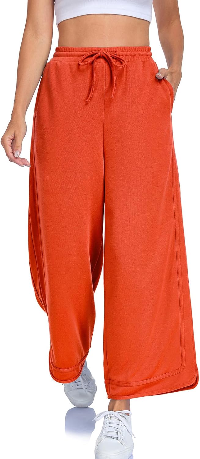 Women's Baggy Wide Leg Sweatpants High Waisted Palazzo Pants Casual Loose Drawstring Lounge Trousers with Pockets - Image 2