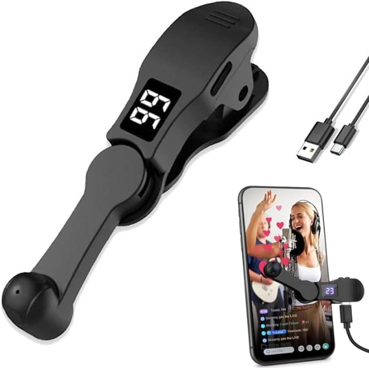 Phone Auto Clicker, Screen Auto Tap Device, Adjustable USB Powered Digital Display Clip On Accessory for Live Stream Gaming Content Creators Use