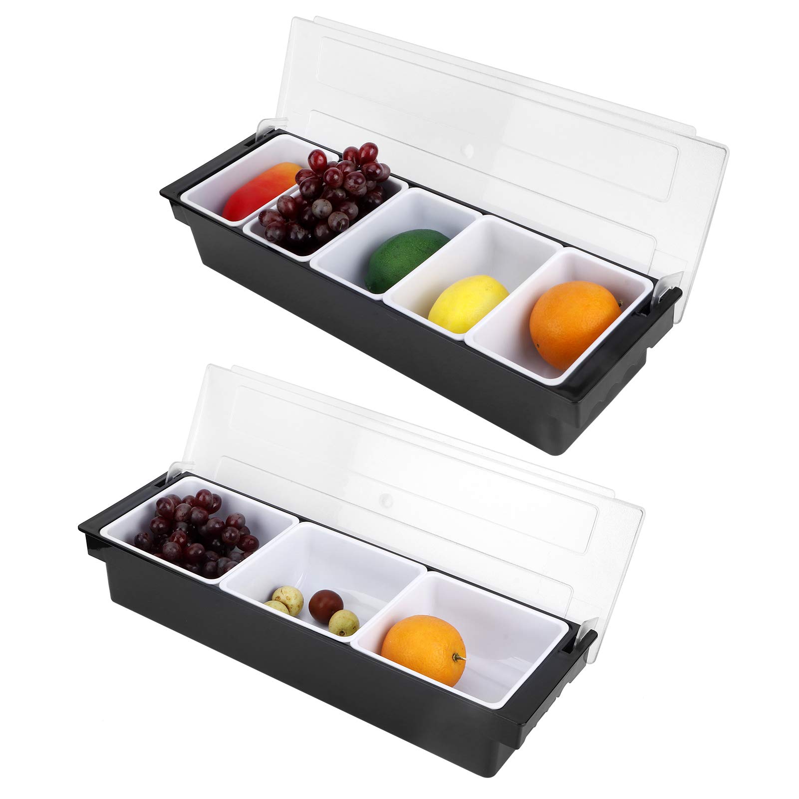 Uxsiya - Caja de condimentos para condimentos, caja dispensadora de frutas, caja de condimentos, barra de té con leche, caja de condimentos para el hogar para frutas y verduras (cinco rejillas)