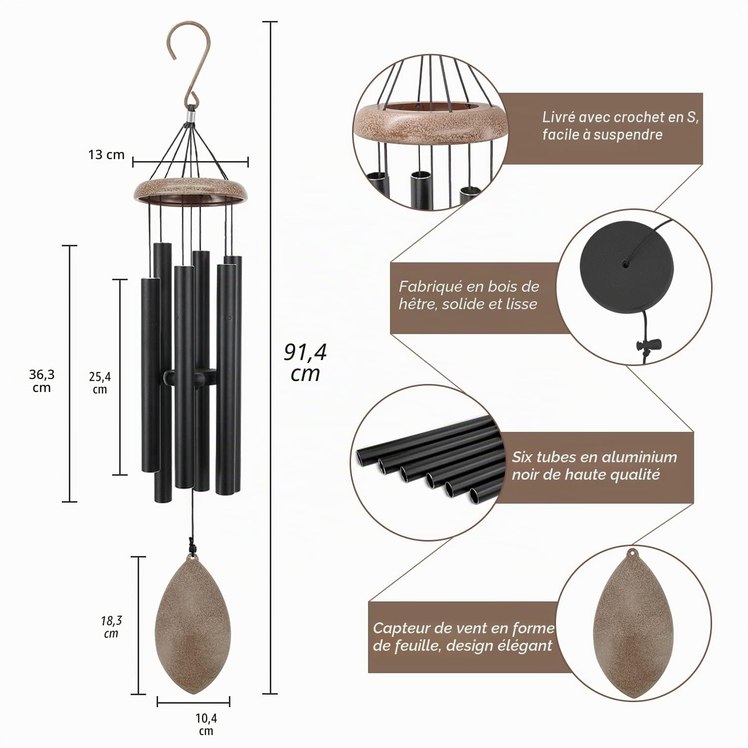 ASTARIN Wind Chimes for Outside Deep Tone,36 inch Windchime Outdoors，Chimes for Outdoors,Sympathy Wind Chimes Memorial for Mom Dad，All Metal Wind Chime